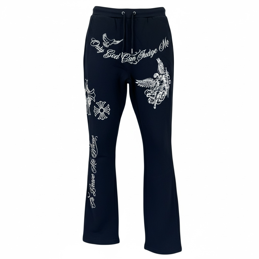 Black Pike 'Only God Can Judge Me' Stacked Sweatpants (Black) FB2539S