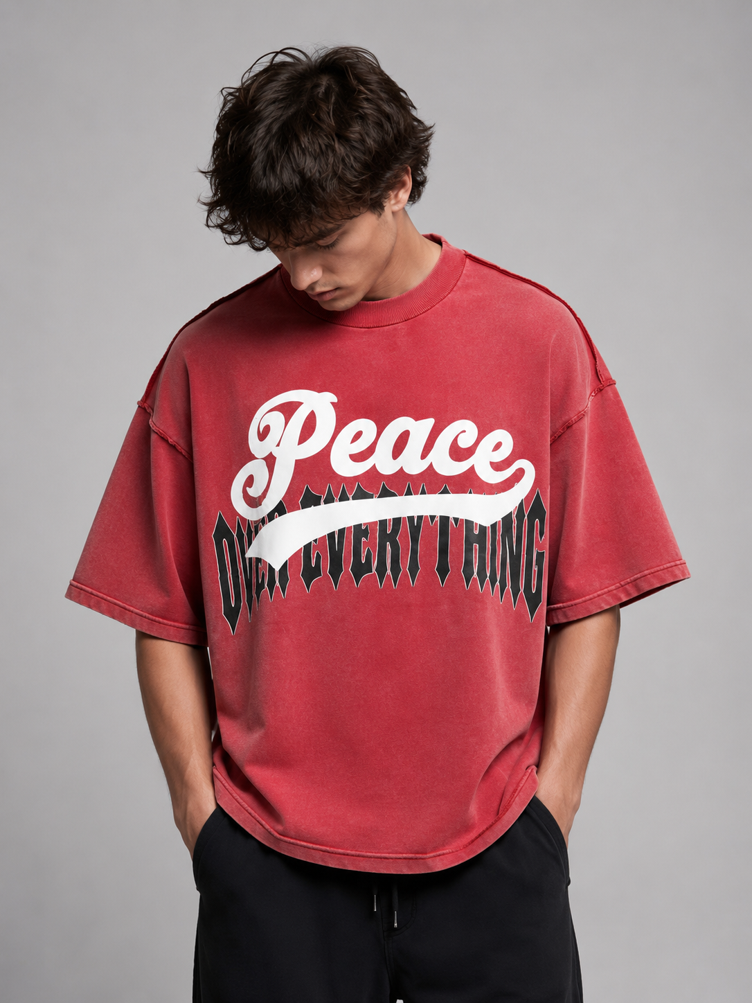 Inner Peace 'Over Everything' Cropped T-Shirt (Washed Red)