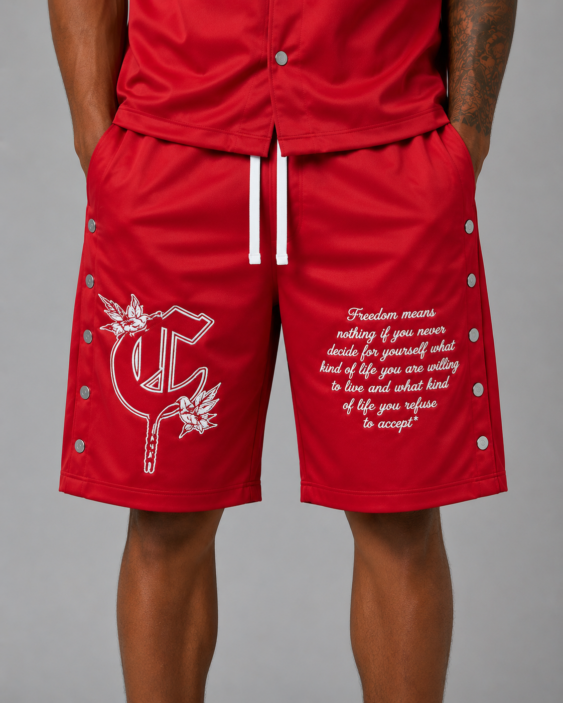 Concept LA 'Freedom' Nylon Shorts (Red) CSET_BOT1