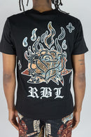Rebel Minds 'RBL Samurai' Tapestry T-Shirt (Black) 151-136 - FRESH N FITTED