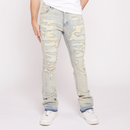 Waimea Distressed Stacked Denim In Bleach Wash