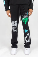 Rebel Minds 'Can't Be' Stacked Fleece Sweatpants (Black) 152-417 - FRESH N FITTED