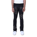 Smoke Rise 'Fashion' Rhinestone Stacked Flare Denim (Glow Black) JP25630 - FRESH N FITTED
