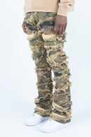 Roar Denim 'Rip & Fray' Stacked Flare Denim (Camo) G52-638 - FRESH N FITTED