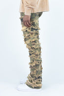 Roar Denim 'Rip & Fray' Stacked Flare Denim (Camo) G52-638 - FRESH N FITTED
