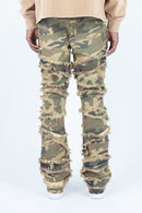 Roar Denim 'Rip & Fray' Stacked Flare Denim (Camo) G52-638 - FRESH N FITTED