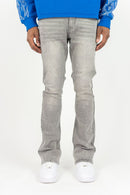 Grey flared jeans with rhinestones. By Fresh N Fitted.