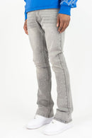 Grey flared jeans with rhinestones. By Fresh N Fitted.