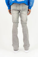 Roar Denim 'Rhinestone' Stacked Flare Denim In Grey