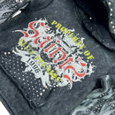 Elite Denim Kids 'Saints' Rhinestone Pearls Hoodie (Washed Black) 4313-JR - FRESH N FITTED