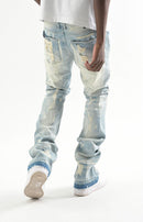 Taker 'Multi Rips' Stack Denim (Lt. Blue) T4120 - FRESH N FITTED
