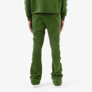 Copper Rivet Flame Stacked Sweat Pants (Olive) 511536