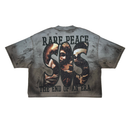 Rare Peace 'Save Our Souls' Oversized Rhinestone Cropped T-shirt (Olive) RT5063