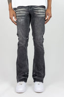 Grey Sand plain flare pants with ripple effect. By Fresh N Fitted.