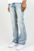 Light Sand Blue flared jeans with distress. By Fresh N Fitted.