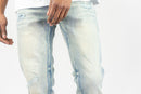 Lt Sand Blue slim straight fit jeans with distress. By Fresh N Fitted.