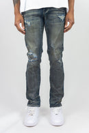 Dark Vintage slim straight jeans with distress. By Fresh N Fitted.