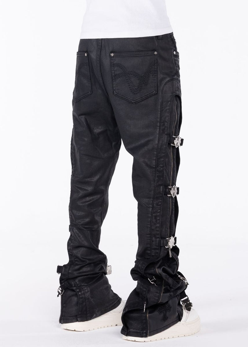 GUAPI STACKED PREMIUM DENIM デニムパンツ W32 Guapi 'Black Cross Buckle' Stacked Premium Denim