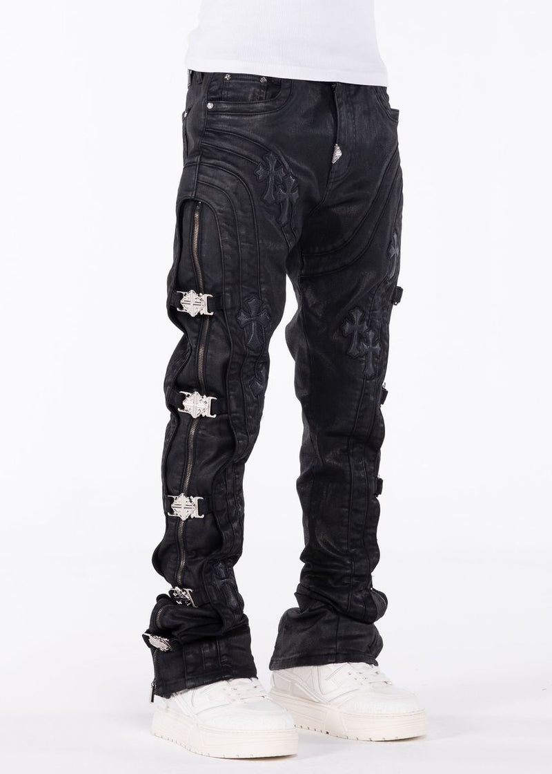 Guapi 'Black Cross Buckle' Stacked Premium Denim
