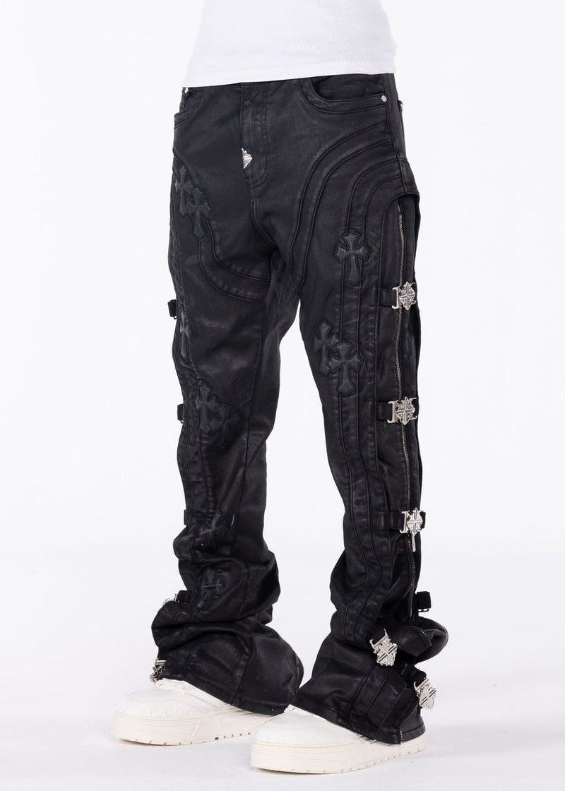 Guapi 'Black Cross Buckle' Stacked Premium Denim