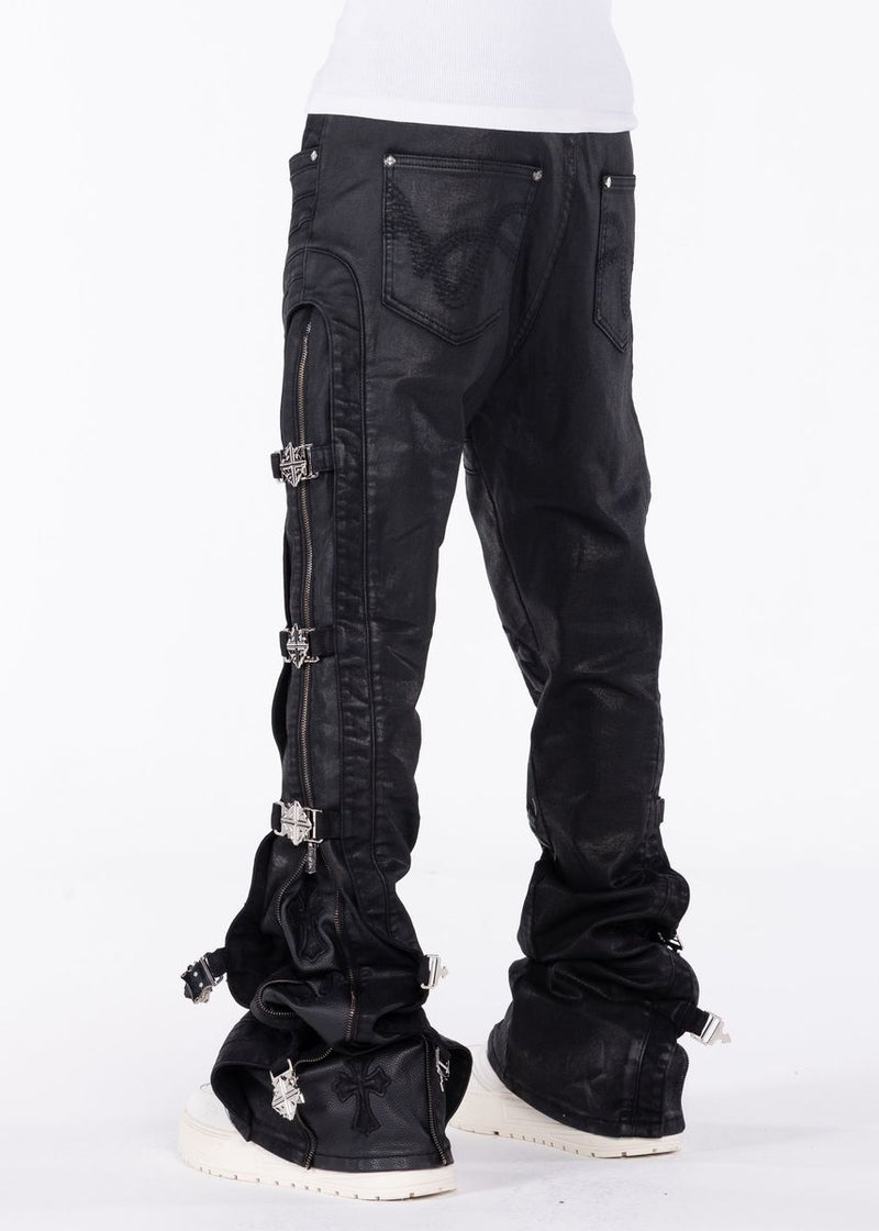 Guapi 'Black Cross Buckle' Stacked Premium Denim