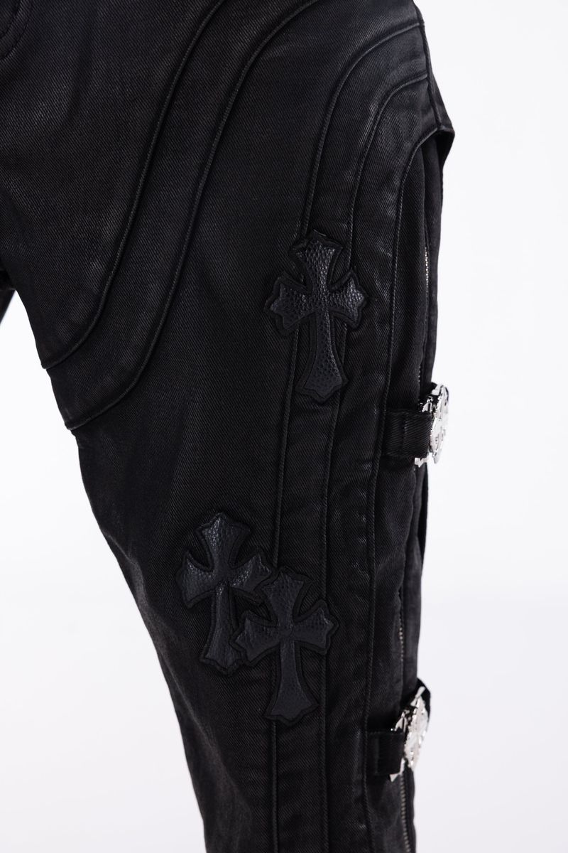 Guapi 'Black Cross Buckle' Stacked Premium Denim