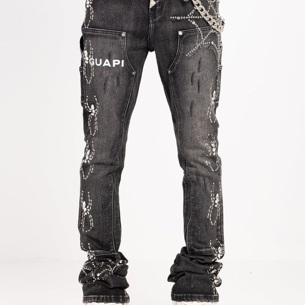 Guapi 'Obsidian Black Spider' Stacked Premium Denim