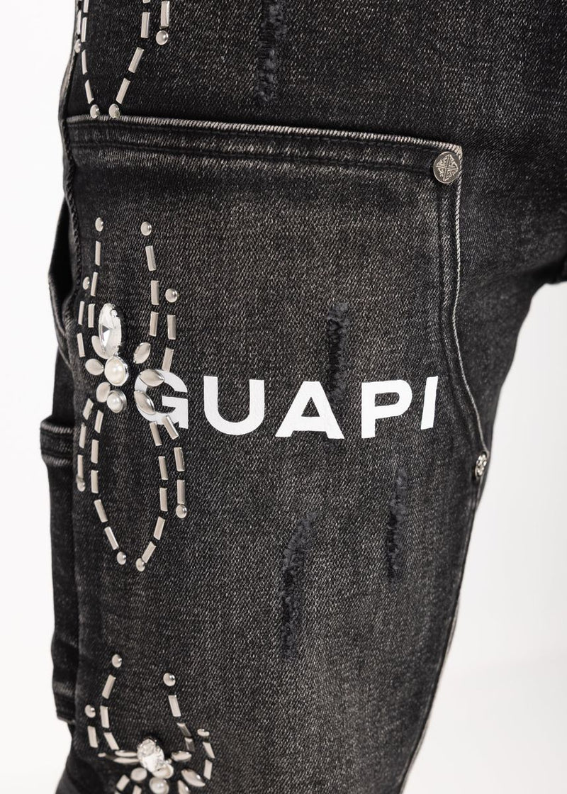Guapi 'Obsidian Black Spider' Stacked Premium Denim