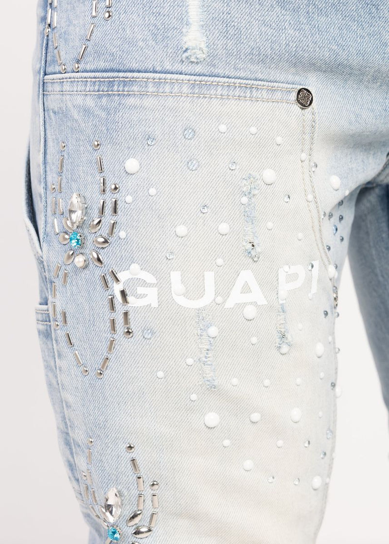 Guapi 'Aqua Blue Spider' Stacked Premium Denim