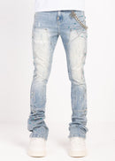Guapi 'Aqua Blue Spider' Stacked Premium Denim