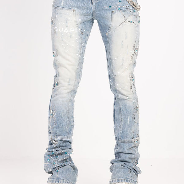 Guapi 'Aqua Blue Spider' Stacked Premium Denim