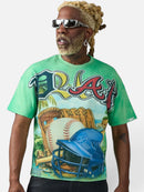 DUAA 'Tropical' Rhinestone T-Shirt in Washed Green