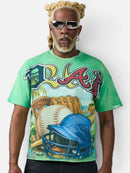 DUAA 'Tropical' Rhinestone T-Shirt in Washed Green