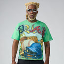 DUAA 'Tropical' Rhinestone T-Shirt in Washed Green