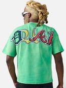 DUAA 'Tropical' Rhinestone T-Shirt in Washed Green