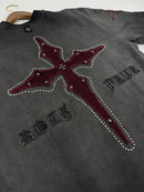 Men’s Rebel Denim 'TRVST' Oversized French Terry T-shirt in Grey