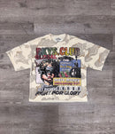 BKYS Mens ‘Global King' Oversized Cropped T-Shirt in Cream Camo