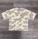 BKYS Mens ‘Global King' Oversized Cropped T-Shirt in Cream Camo