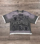 BKYS Mens ‘World Hustle' Oversized Cropped T-Shirt in Grey