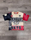 BKYS KIDS 'League' Oversized Cropped T-Shirt in Black/Multi