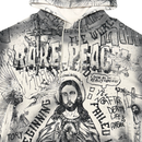 RARE PEACE 'Forever' All Over Print Oversized Pull Over Rhinestone Hoodie in Ecru