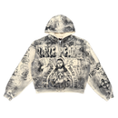 RARE PEACE 'Forever' Pull Over Rhinestone Air Brush Jacket in Ecru