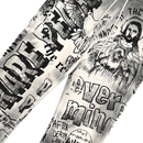 RARE PEACE 'Forever' All Over Print Rhinestone Flared Sweatpants in Ecru