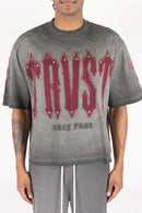 Men’s Rebel Denim 'TRVST' Oversized French Terry T-shirt in Grey