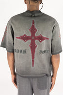 Men’s Rebel Denim 'TRVST' Oversized French Terry T-shirt in Grey