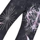 RARE PEACE 'The End' All Over Print Rhinestone Flared Sweatpants in Black