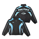 RARE PEACE black nylon zip-up jacket with embossed detailing