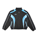 RARE PEACE black zip-up nylon jacket with embossed detailing