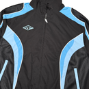 RARE PEACE black nylon zip-up jacket with embossed detailing