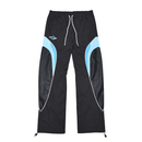 RARE PEACE black nylon joggers with embossed detailing and elastic waistband